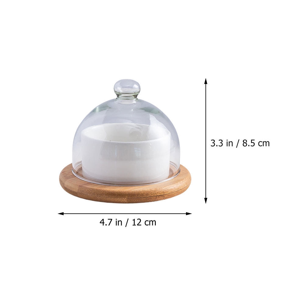 Ceramic Salad Bowl Set with Cl - Plastic Dome Clear recension och pris